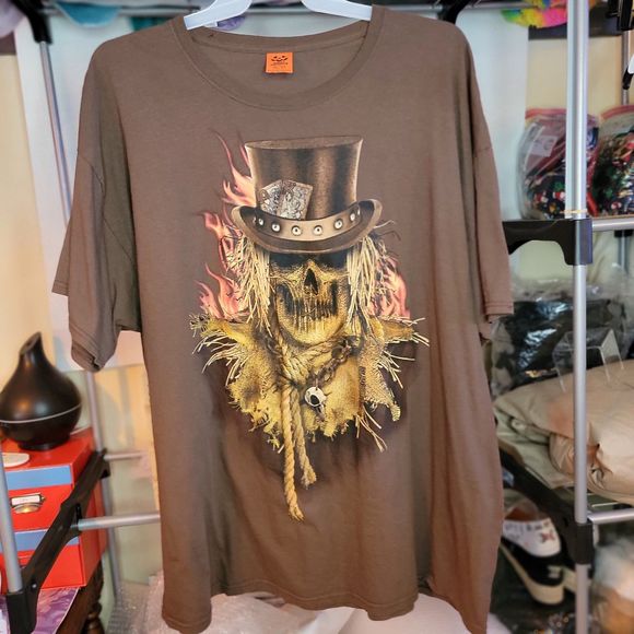 Happy Halloween Graphic Tee Scarecrow Brown SS - Size 3XL - Picture 2 of 4
